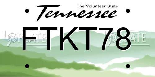 FTKT78 Tennessee License Plate