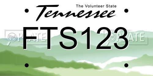 FTS123 Tennessee License Plate