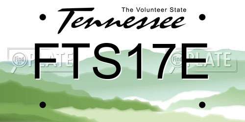 FTS17E Tennessee License Plate