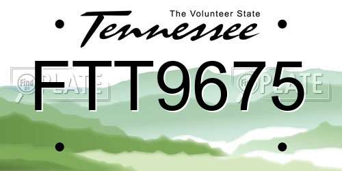 FTT9675 Tennessee License Plate