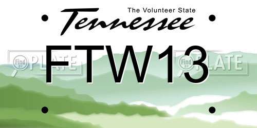 FTW13 Tennessee License Plate