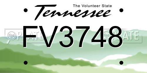 FV3748 Tennessee License Plate
