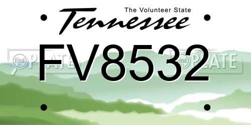 FV8532 Tennessee License Plate