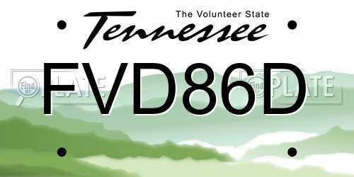 FVD86D Tennessee License Plate