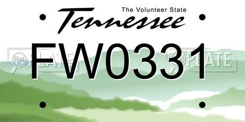 FW0331 Tennessee License Plate