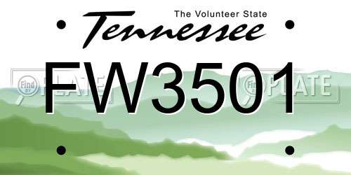 FW3501 Tennessee License Plate
