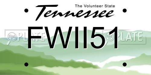 FWII51 Tennessee License Plate