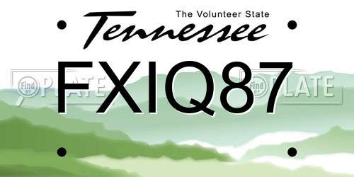FXIQ87 Tennessee License Plate