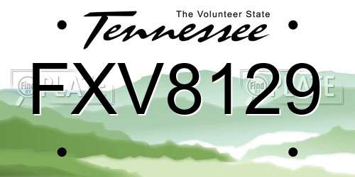 FXV8129 Tennessee License Plate