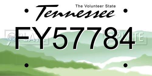 FY57784 Tennessee License Plate