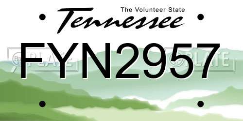 FYN2957 Tennessee License Plate