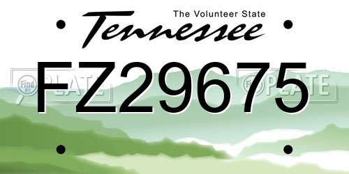 FZ29675 Tennessee License Plate