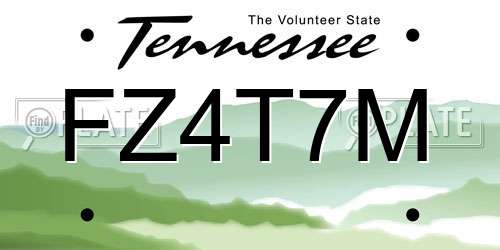 FZ4T7M Tennessee License Plate