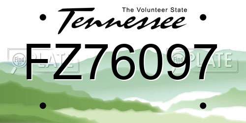 FZ76097 Tennessee License Plate