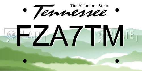 FZA7TM Tennessee License Plate