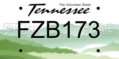 FZB173 Tennessee License Plate