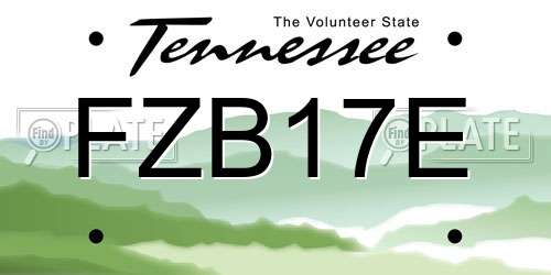 FZB17E Tennessee License Plate