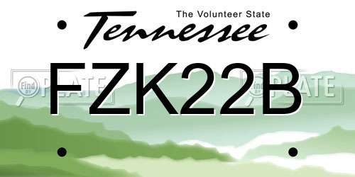 FZK22B Tennessee License Plate