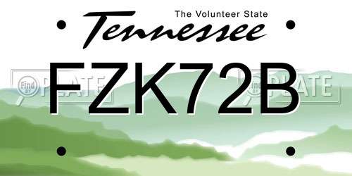 FZK72B Tennessee License Plate