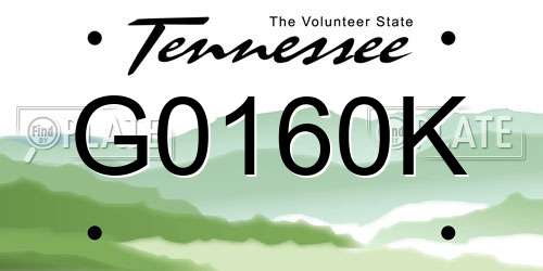 G0160K Tennessee License Plate