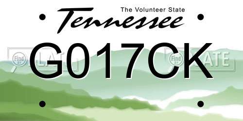 G017CK Tennessee License Plate