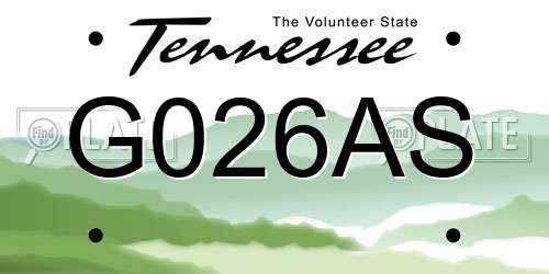 G026AS Tennessee License Plate