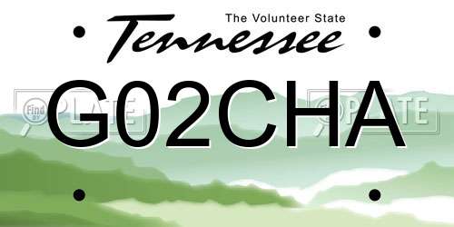 G02CHA Tennessee License Plate