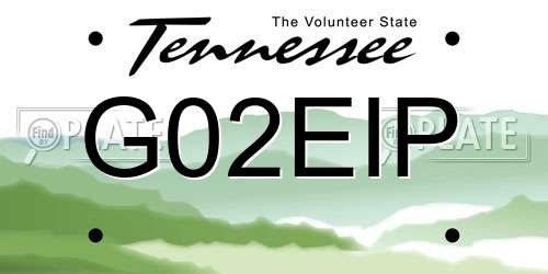 G02EIP Tennessee License Plate