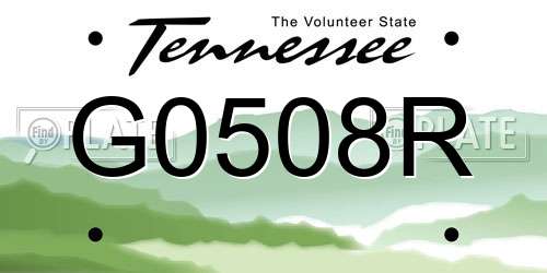 G0508R Tennessee License Plate