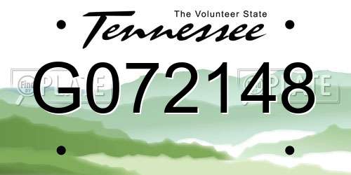 G072148 Tennessee License Plate