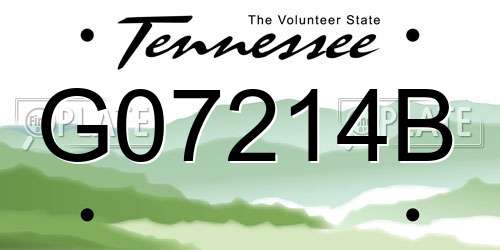 G07214B Tennessee License Plate