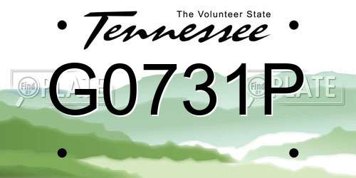 G0731P Tennessee License Plate