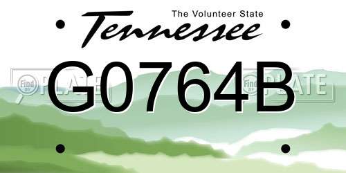 G0764B Tennessee License Plate