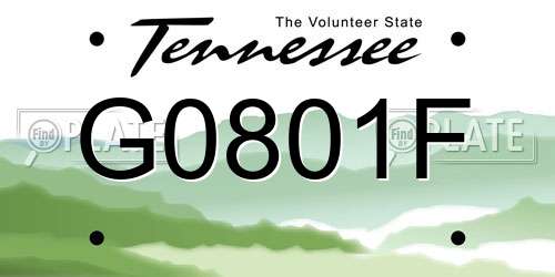 G0801F Tennessee License Plate