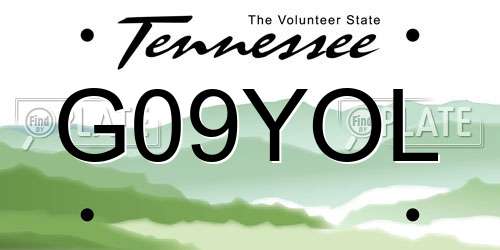 G09YOL Tennessee License Plate
