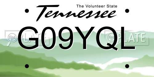 G09YQL Tennessee License Plate