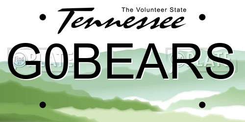 G0BEARS Tennessee License Plate