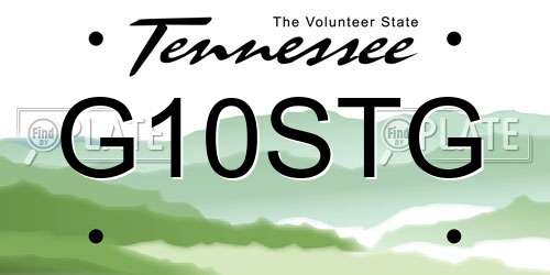 G10STG Tennessee License Plate
