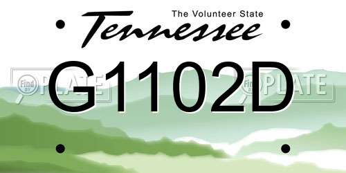 G1102D Tennessee License Plate