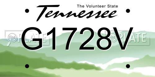 G1728V Tennessee License Plate