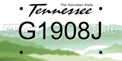G1908J Tennessee License Plate