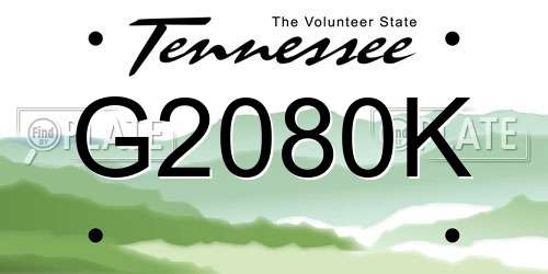 G2080K Tennessee License Plate