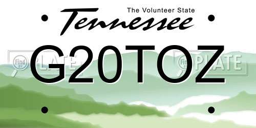 G20TOZ Tennessee License Plate