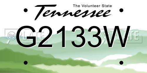 G2133W Tennessee License Plate