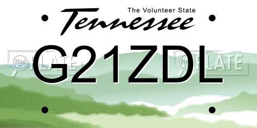 G21ZDL Tennessee License Plate