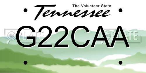 G22CAA Tennessee License Plate