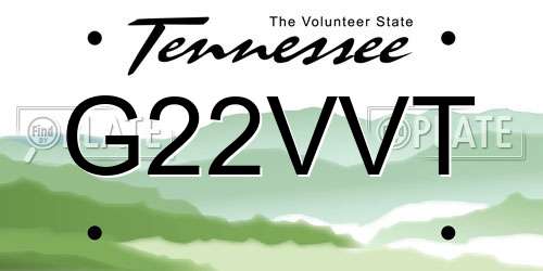 G22VVT Tennessee License Plate