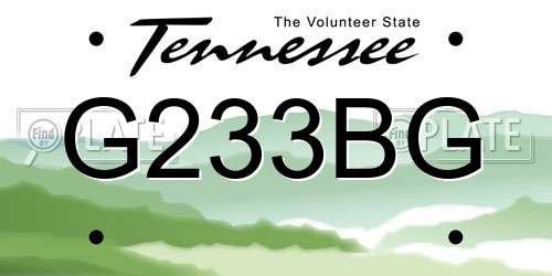 G233BG Tennessee License Plate