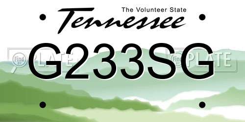 G233SG Tennessee License Plate