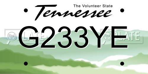 G233YE Tennessee License Plate